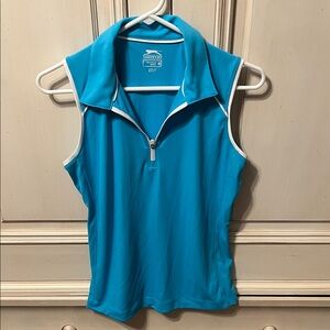 Slazenger Blue Zip-Collar Tank Top